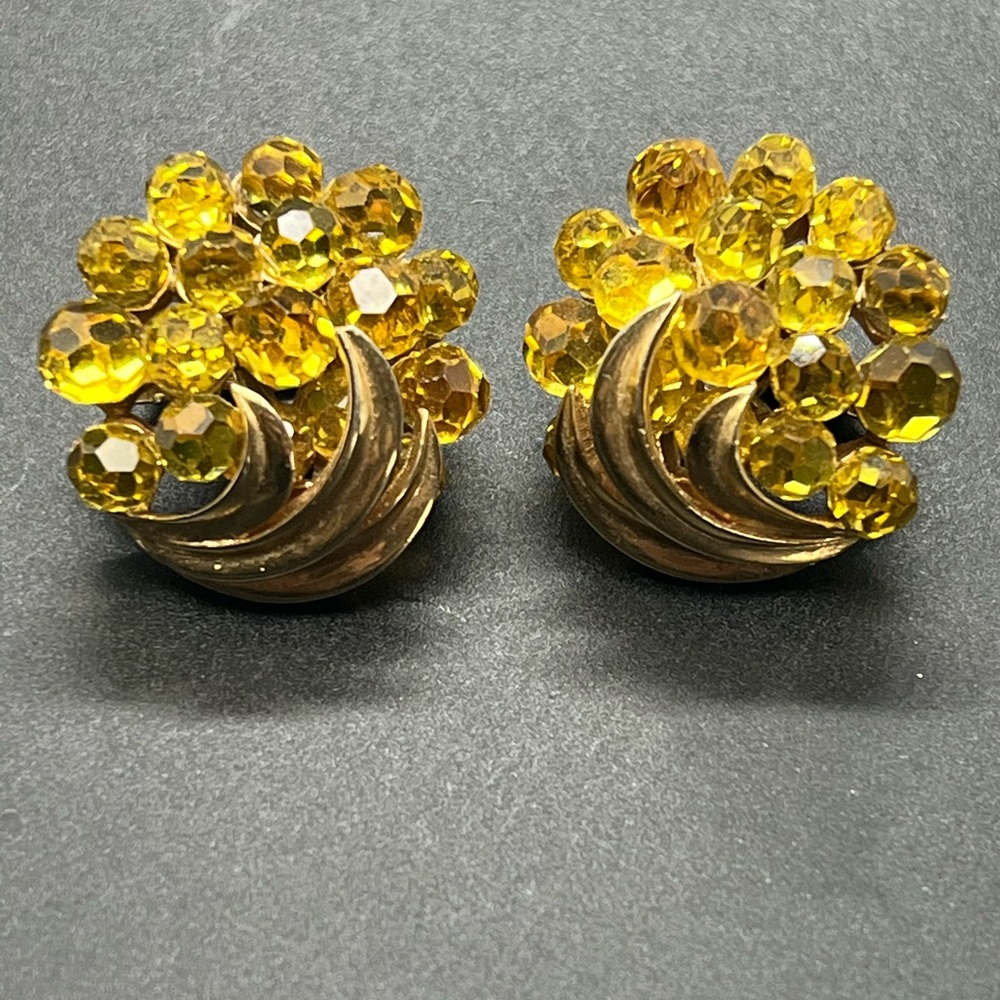 Signed Crown Trifari Citrine Earrings